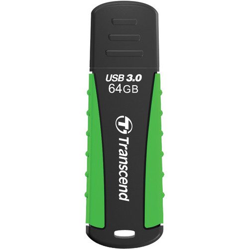 Transcend 64GB JetFlash 810 USB 3.1 Gen 1 Flash Drive Rugged Rubber Design Up to 90MB/s Speed - Green
