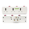 Terminator 6 Way T Socket With 3 Switches