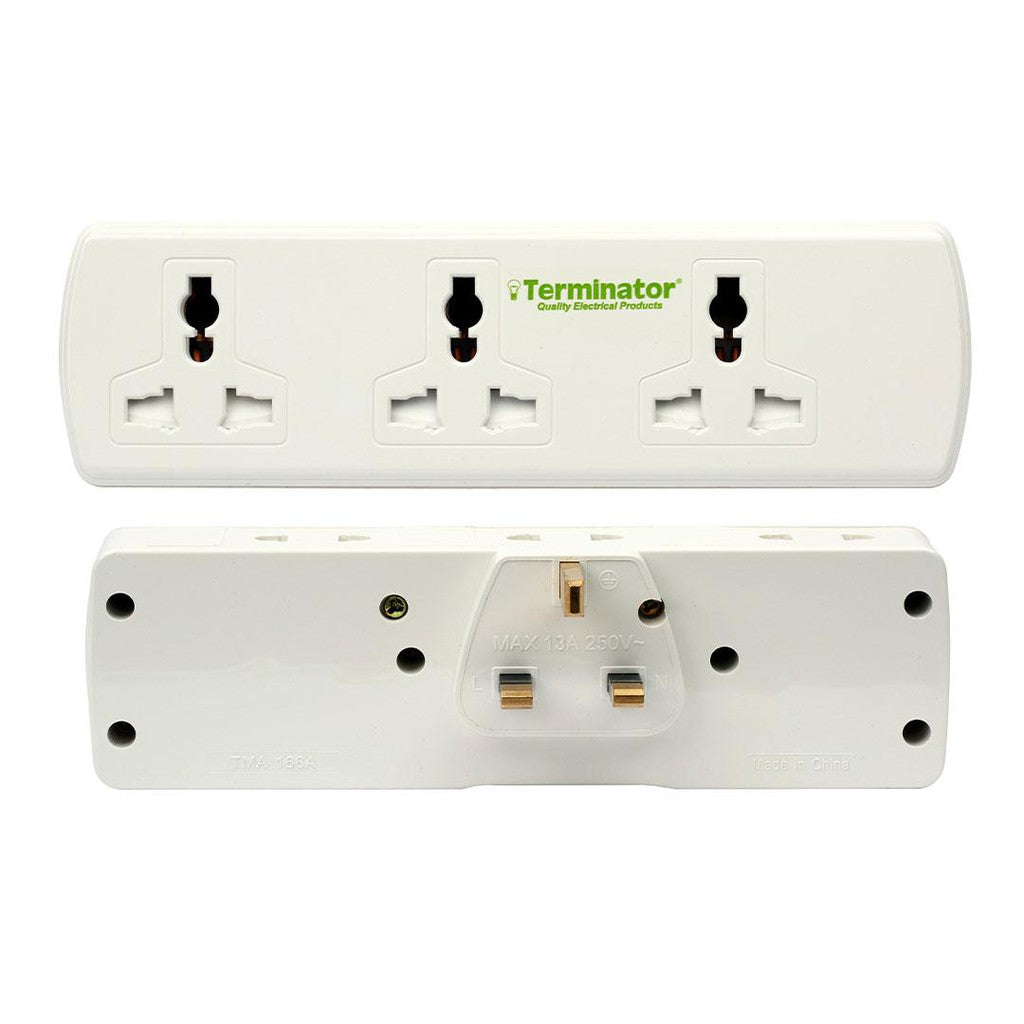 Terminator 6 Way Universal T Socket Multi Adaptor