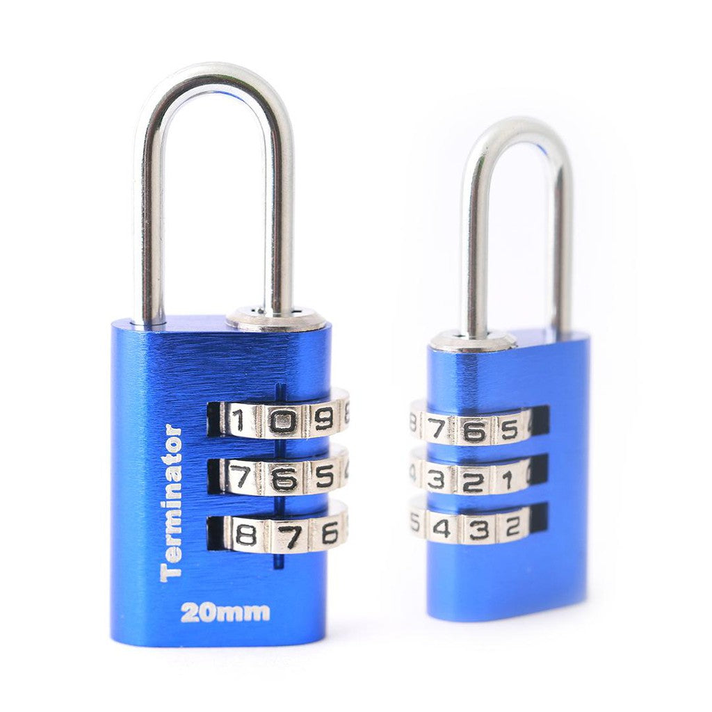 Terminator Combination Pad Lock 20MM Blue