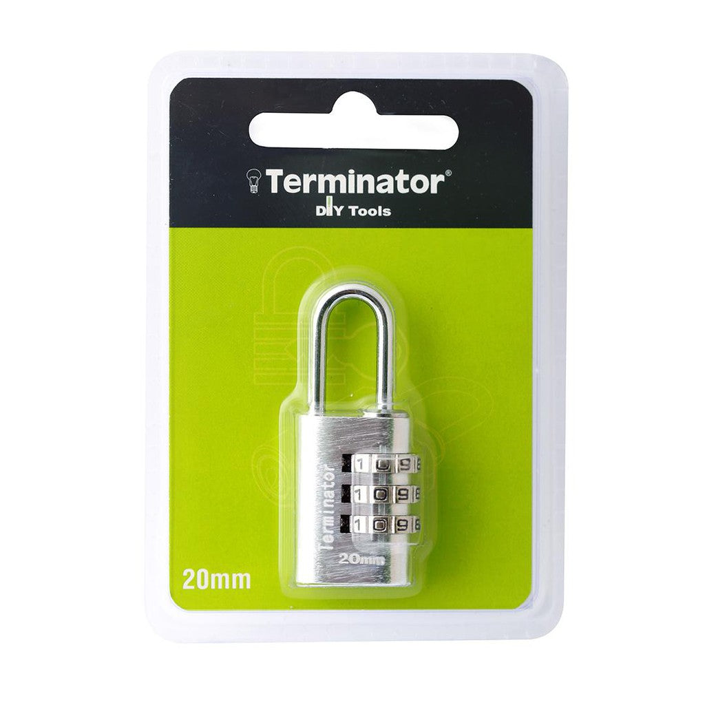Terminator Combination Pad Lock 20MM Silver