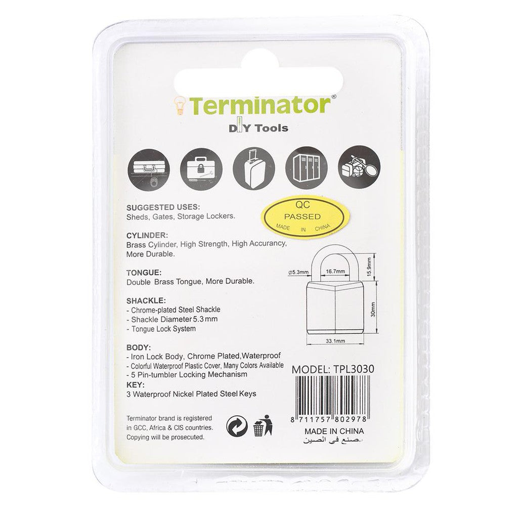 Terminator Pad Lock 30MM - Blue