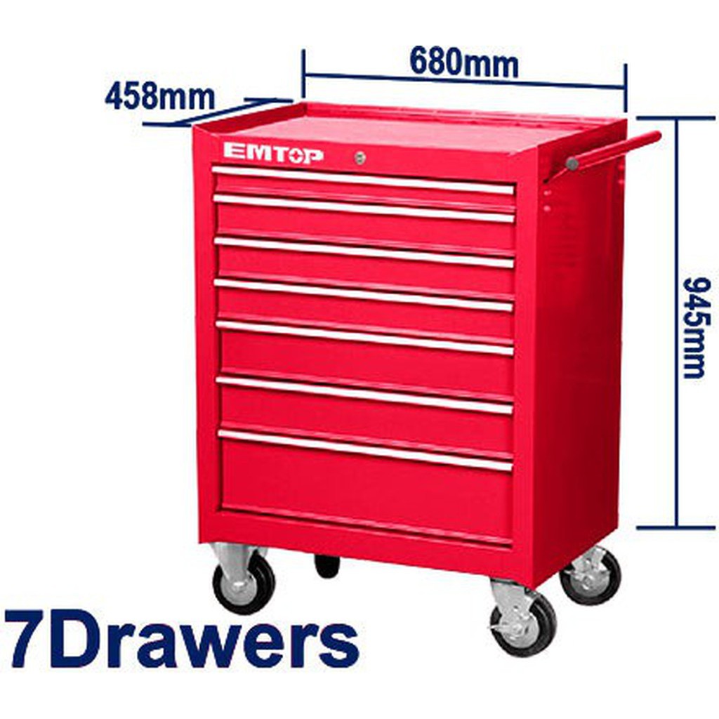 Tools Cabinet 7 Drawers With Wheels (2) Emtop Brand - Bas Kuwait