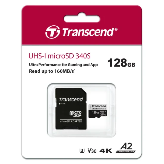 Transcend 128GB 340S UHS-I Ultra Performance MicroSD Memory Card