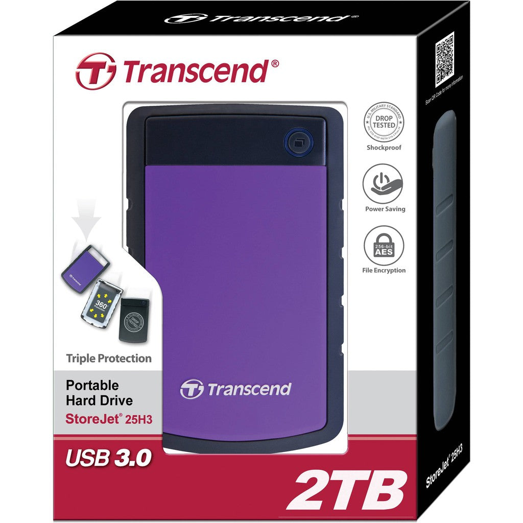 Transcend 2 TB StoreJet 25H3 Supreme Shock-Resistant -Portable HDD - Purple