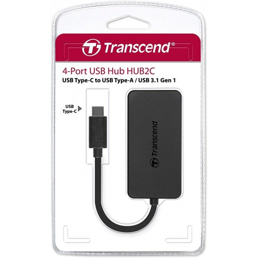 Transcend 4 Port USB-A Hub USB C - Black
