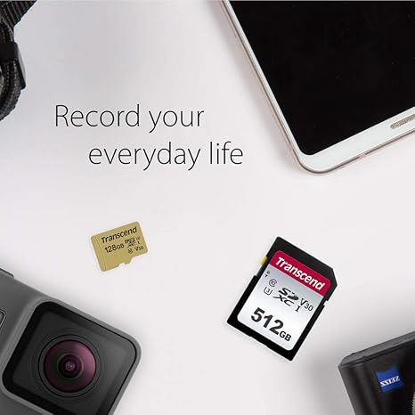 Transcend 512GB 300S(SD Card), Memory Card, SD Card, U3, V30, 4K UHD, Up to 100/55 MB/s - TS512GSDC300S