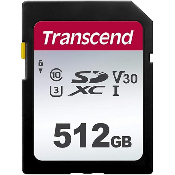 Transcend 512GB 300S(SD Card), Memory Card, SD Card, U3, V30, 4K UHD, Up to 100/55 MB/s - TS512GSDC300S