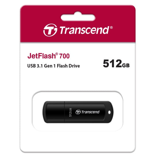 Transcend 512GB JetFlash 700 USB 3.1 Flash Drive Black