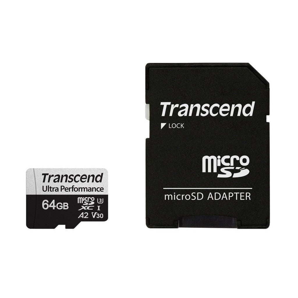 Transcend 64GB 340S microSD UHS-I U3 A2 Ultra Performance Memory Card w/Adapter