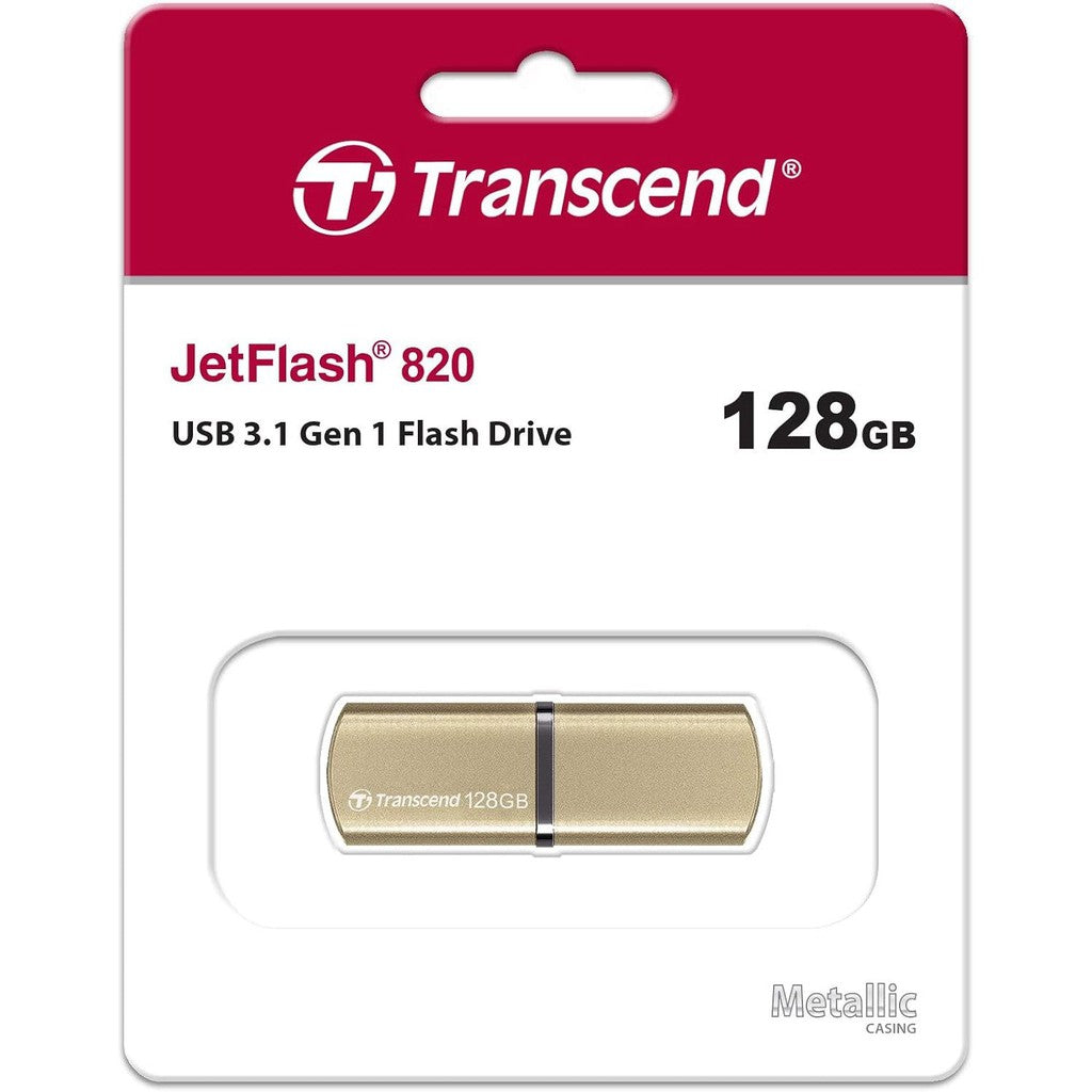 Transcend JF820G 128Gb USB 3.1 Gen 1, Drive, Metallic Gold (TS128GJF820G)