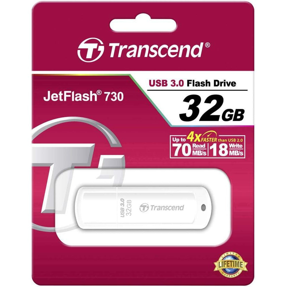 Transcend JetFlash 730 Drive 32Gb Usb 3.0 White