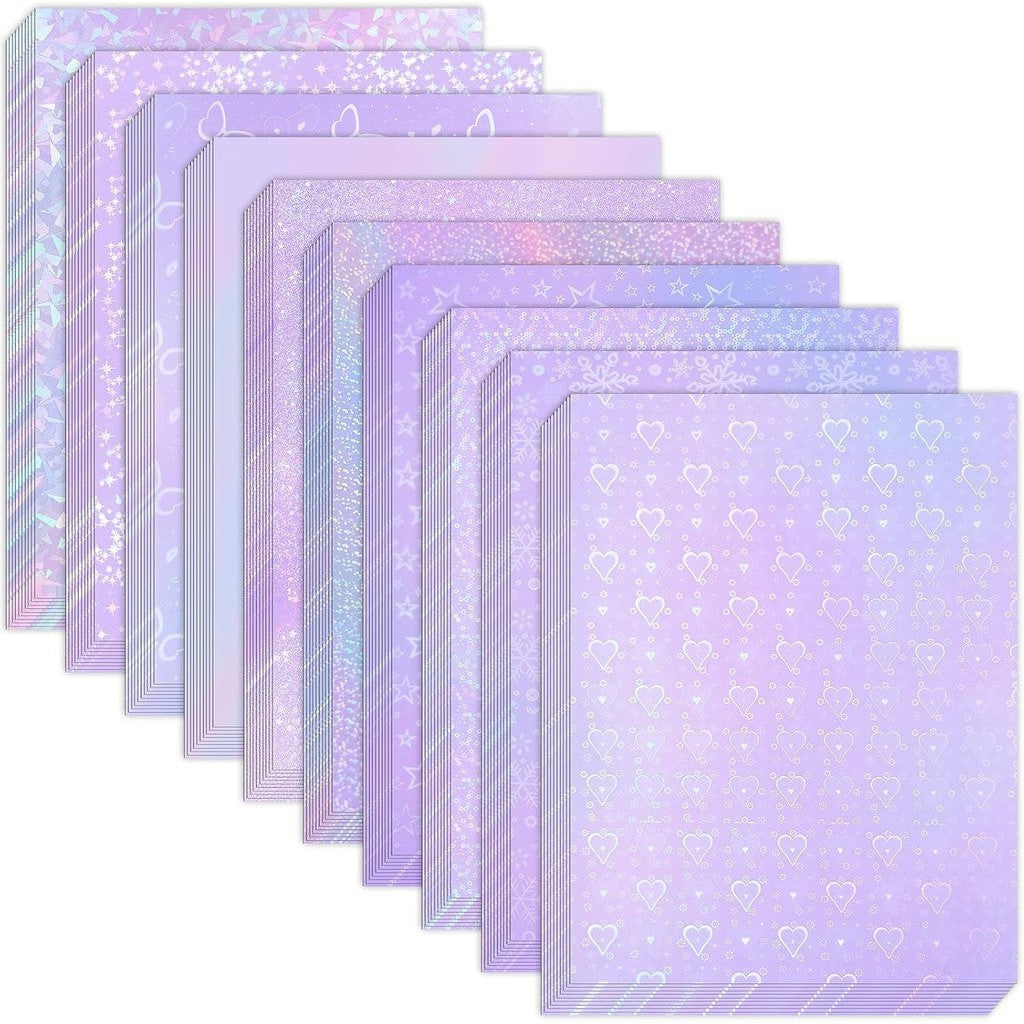 Transparent Holographic PET Vinyl Sticker Paper – Heart-shaped/ A4/ 20 Sheets