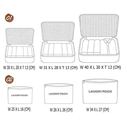 Travel Laundry Pouch 6Pcs Set - Blue