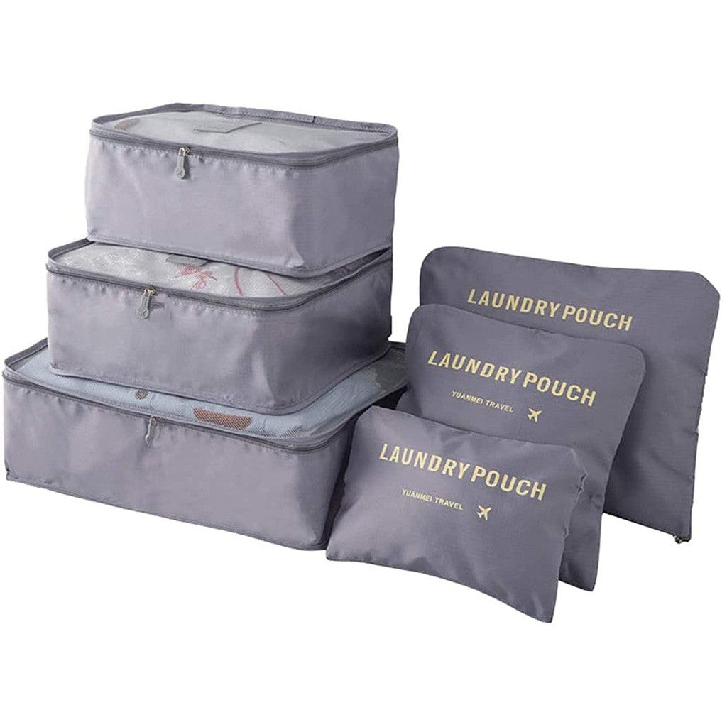 Travel Laundry Pouch 6Pcs Set - Grey