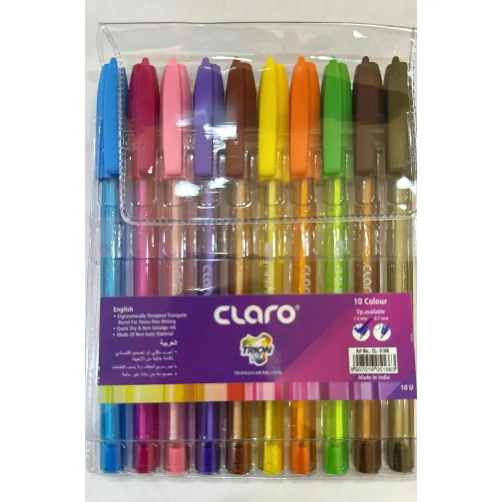 Trion Triangular Ball Pen - 10 & 5 Mix Color Set- 1.0 mm