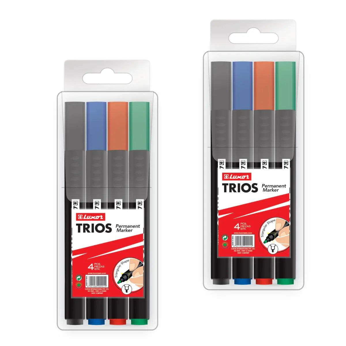 Luxor- Permanent Marker - 4 Assorted Colors - Set Of 2 Packets