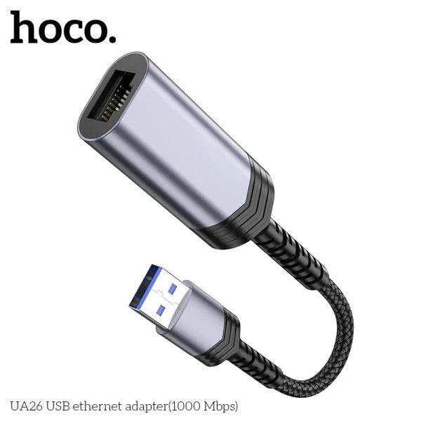 Hoco UA26 USB ethernet adapter(1000 Mbps) - metal gray