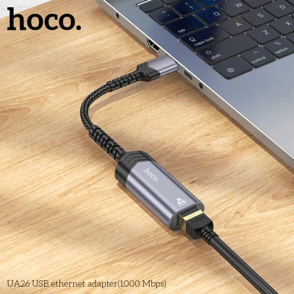 Hoco UA26 USB ethernet adapter(1000 Mbps) - metal gray