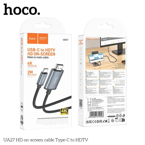 Hoco UA27 HD on-screen cable Type-C to HDTV - metal gray