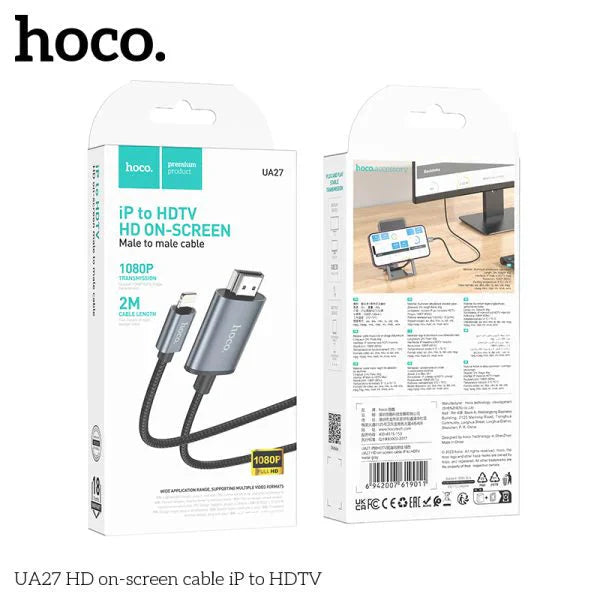 Hoco UA27 HD on-screen cable iP to HDTV - metal gray