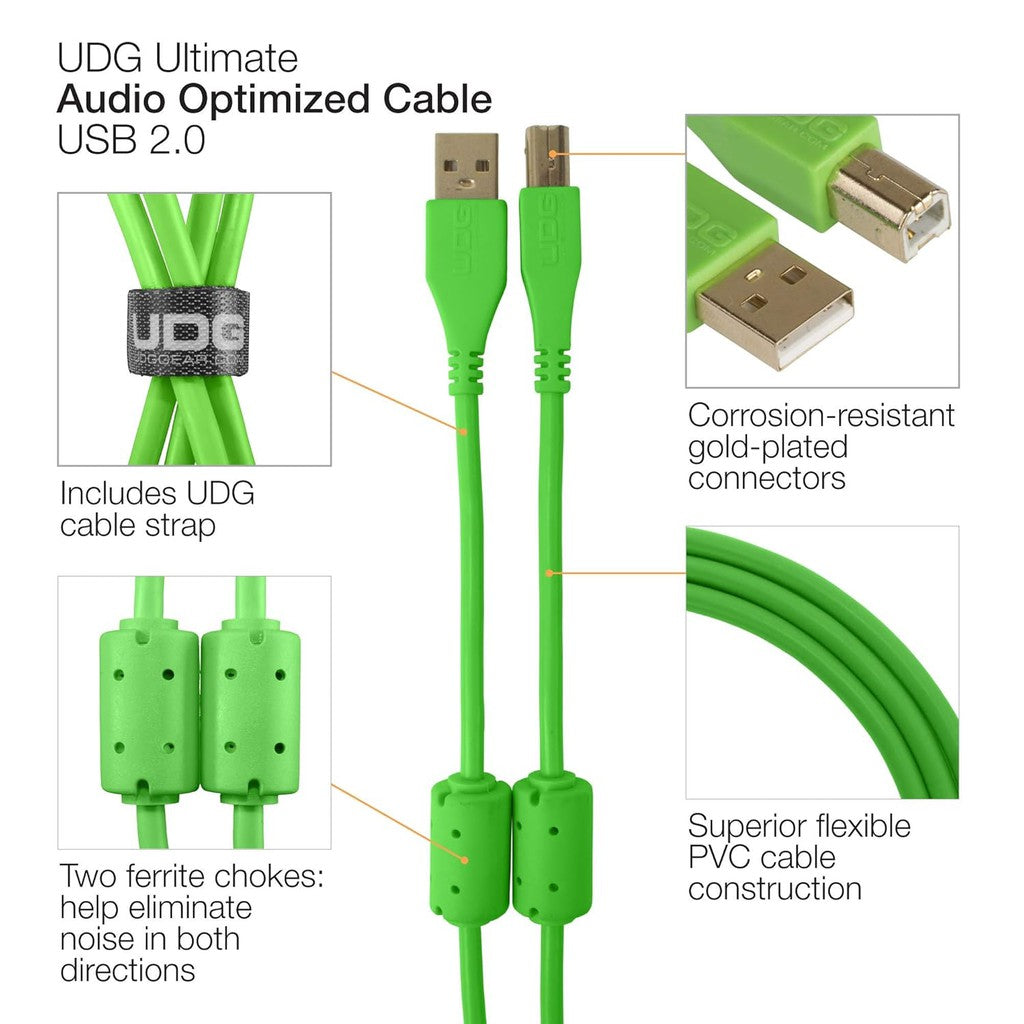 UDG Ultimate Audio Cable USB 2.0 A-B Green Straight 1m