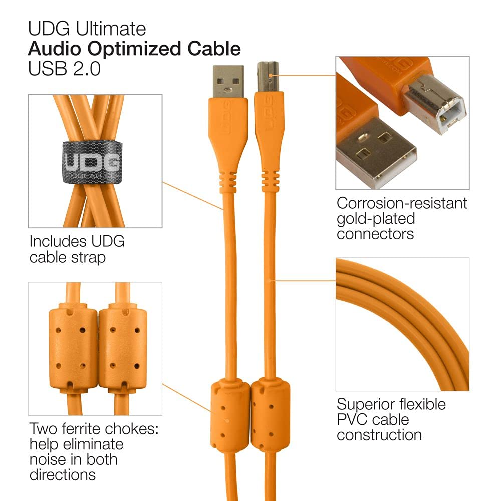 UDG Ultimate Audio Cable USB 2.0 A-B Orange Straight 1m