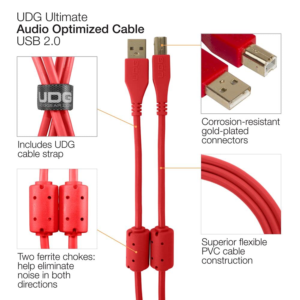 UDG Ultimate Audio Cable USB 2.0 A-B Red Straight 1m