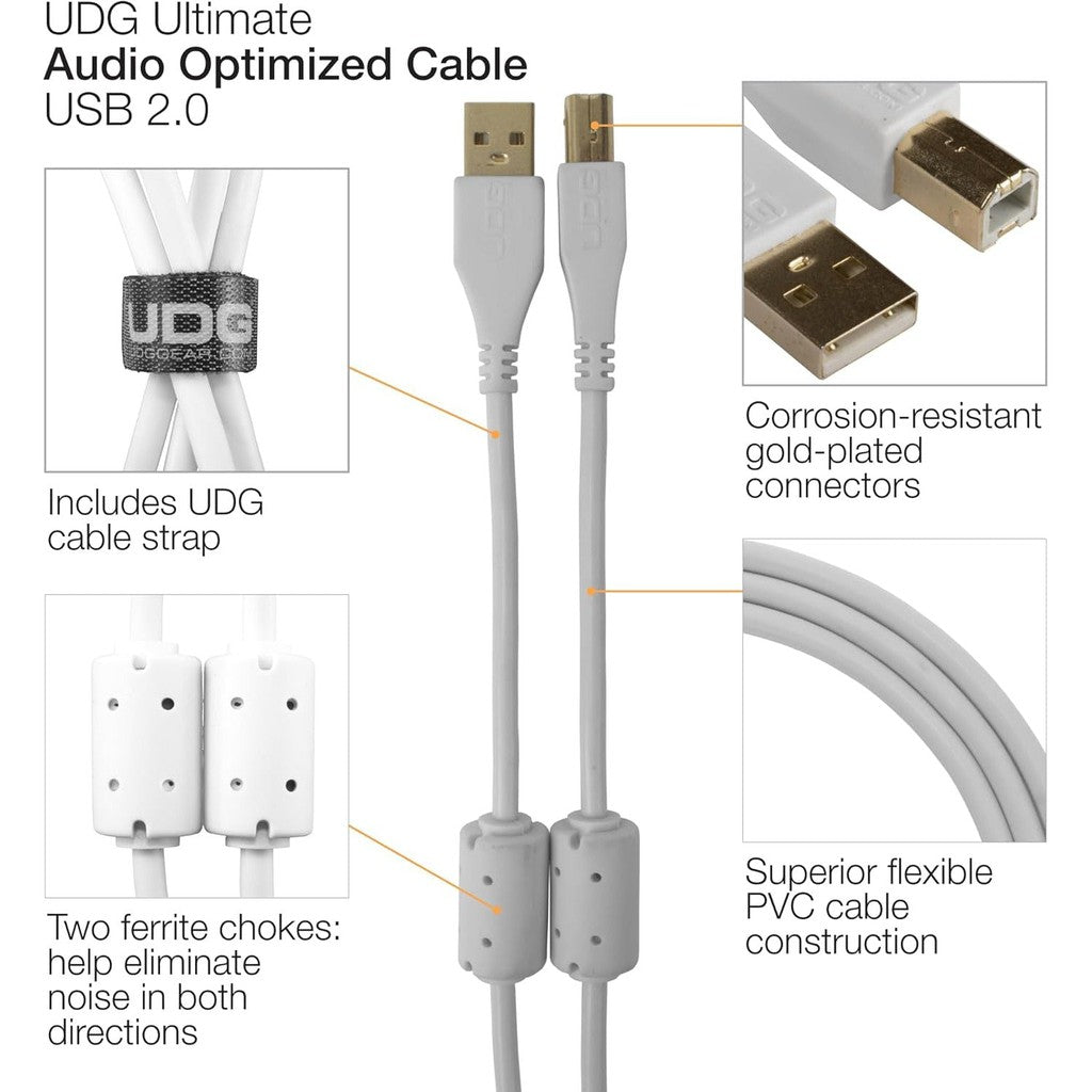 UDG Ultimate Audio Cable USB 2.0 A-B White Straight 1m
