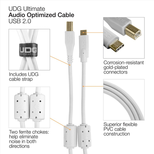 UDG Ultimate Audio Cable USB 2.0 C-B Light Straight 1.5m U96001 - White