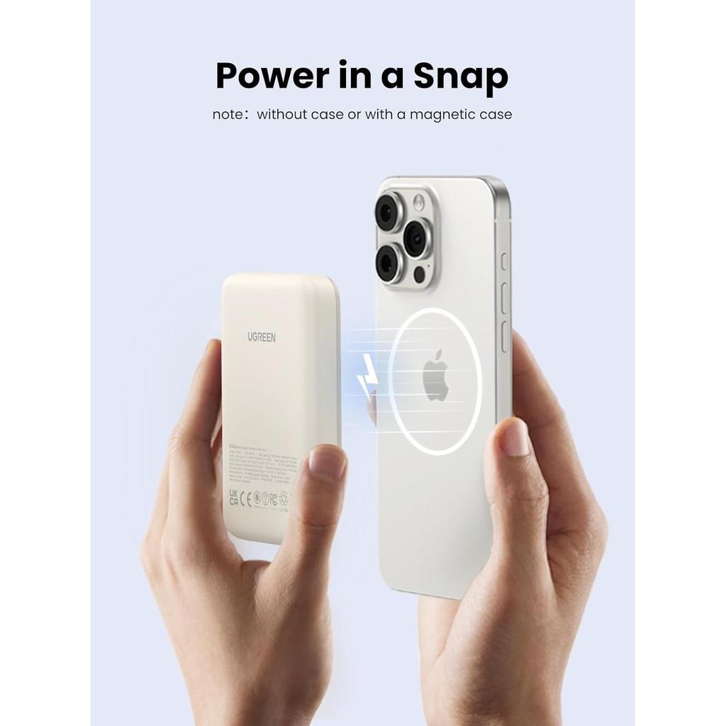 UGREEN 10000mAh PD-20W Magnetic Wireless15W Power Bank Beige PB561