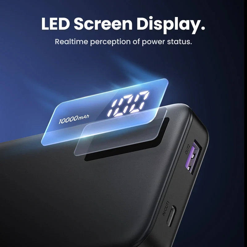 UGREEN 10000mAh PD-20W Two-way Fast Charging Power Bank Black PB311