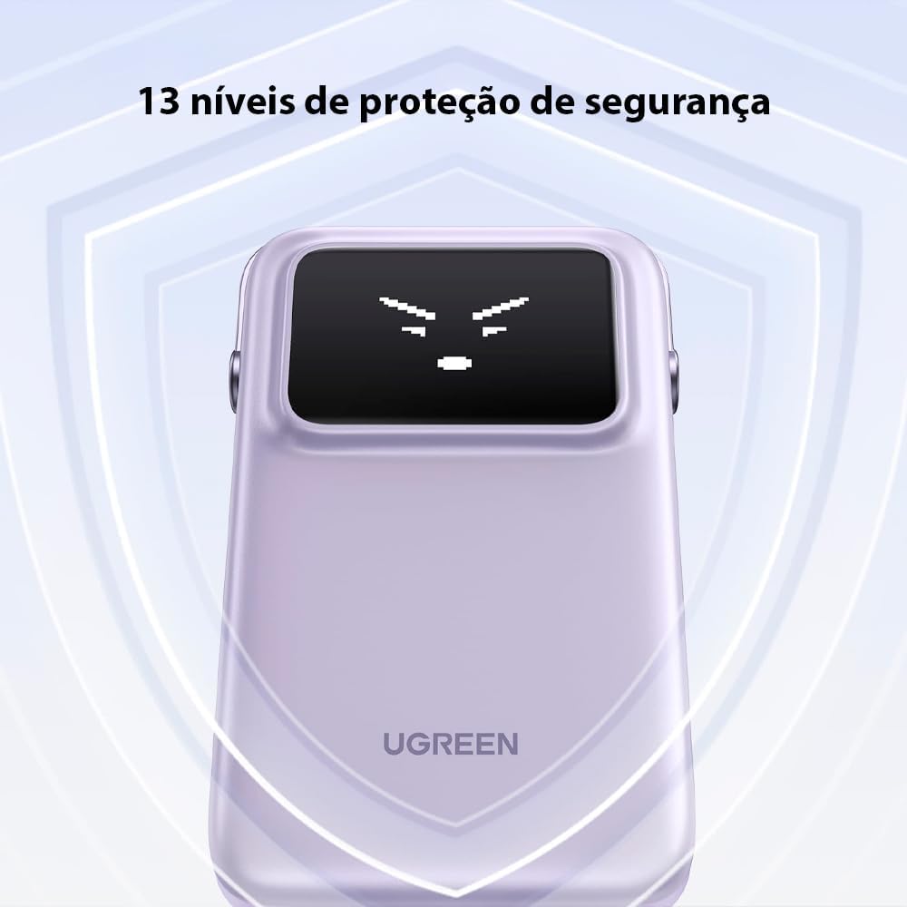 UGREEN 10000mAh Power Bank with Built-in Cable 15W PB511 - Purple