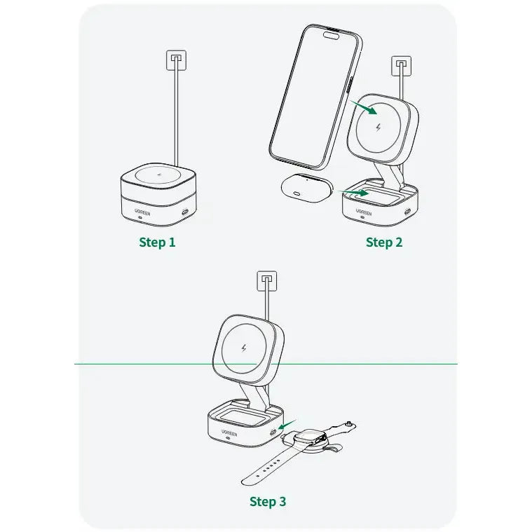 UGREEN 2-in-1 Magnetic Wireless Charger 35278 7.5W - W526