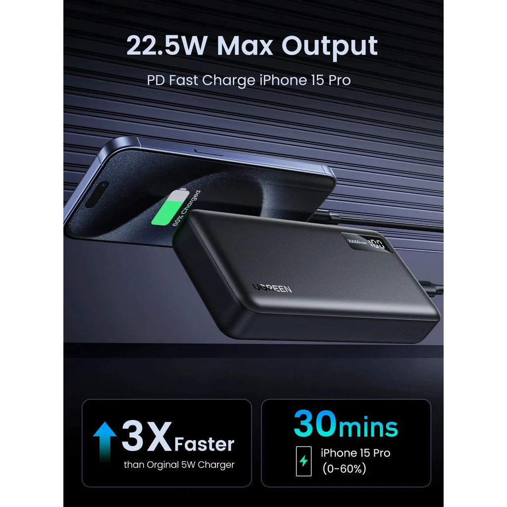 UGREEN 20000mAh PD-20W 2-way Fast Charging Black