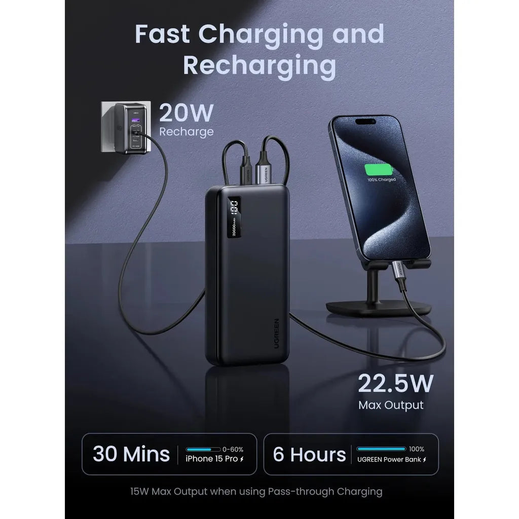UGREEN 20000mAh PD-20W 2-way Fast Charging Black
