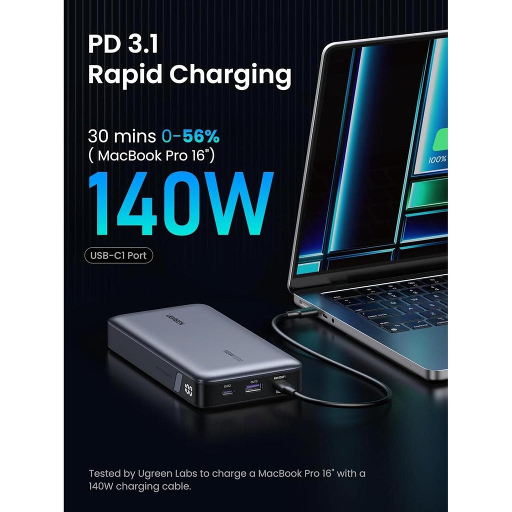 UGREEN 25000mAh 140W Power Bank with Built-in Cable PB205