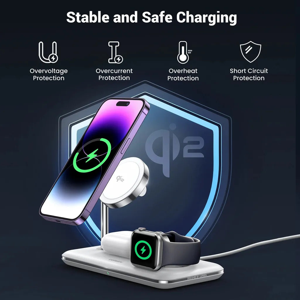 UGREEN 3-in-1 Wireless Charger White CD278