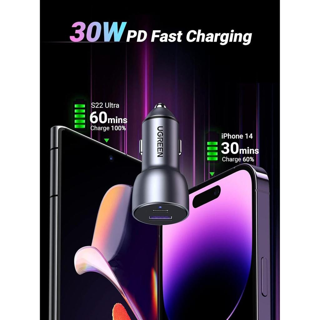 UGREEN 36W Car Charger Alu Case Space Grey - CD213