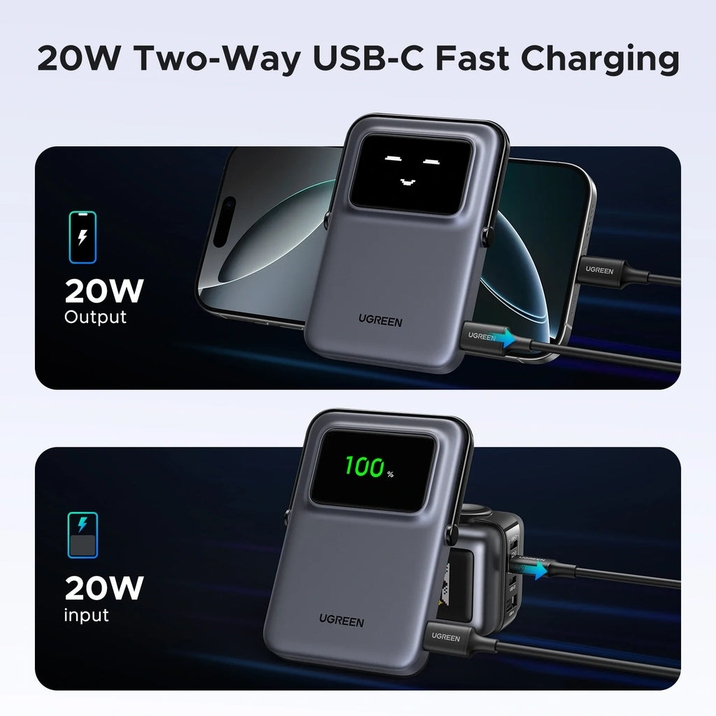 UGREEN Uno 5000mAh 20W Magnetic Wireless Power Bank Black