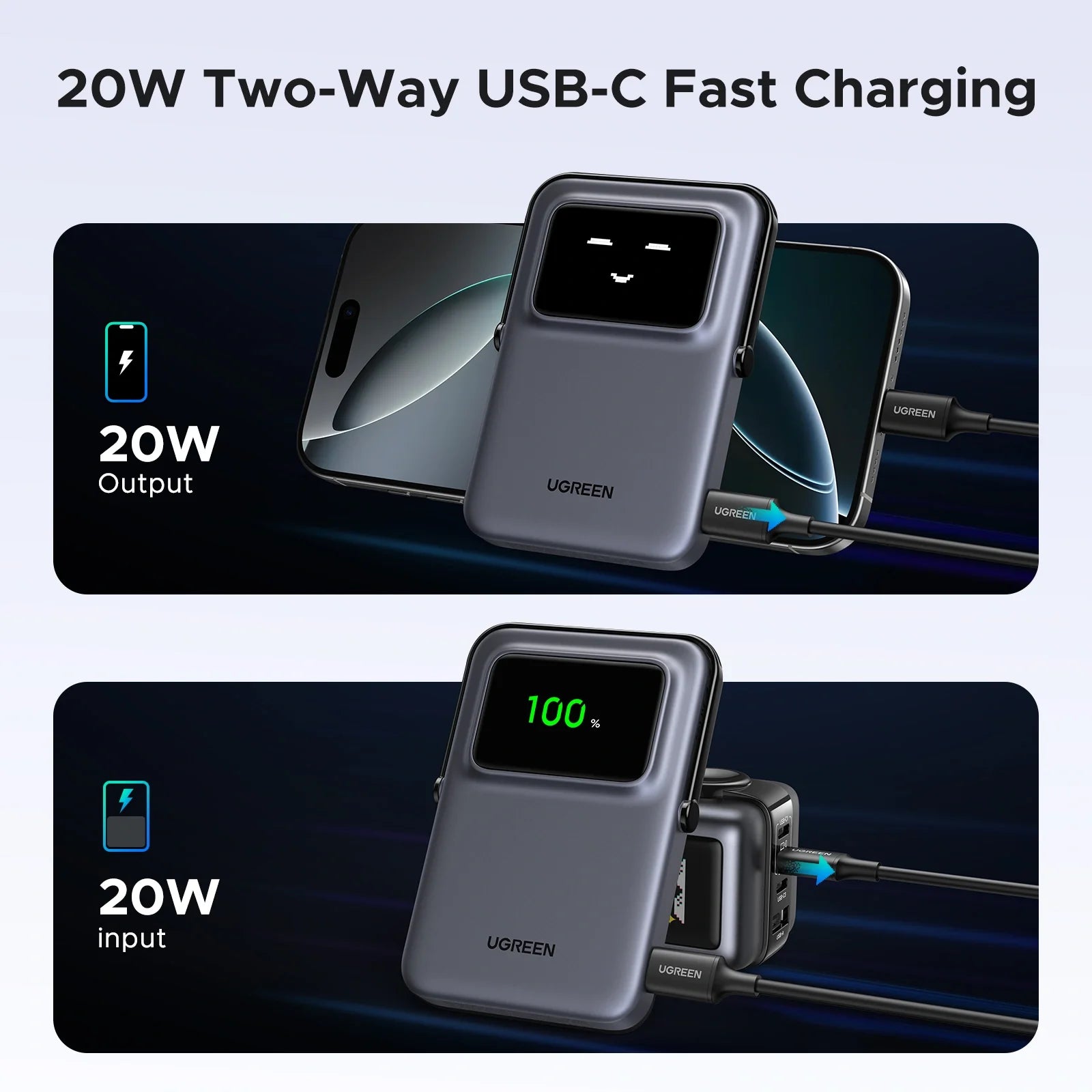 UGREEN Uno 5000mAh 20W Magnetic Wireless Power Bank Black