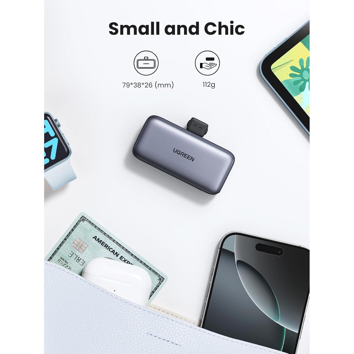 UGREEN 5000mAh PD-20W Power Bank with Built-in USB-C Connector - PB503