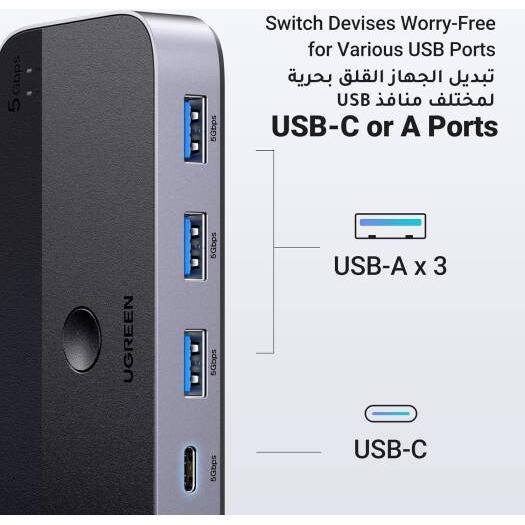 UGREEN CM662 USB 3.0 Switch Selector 2 In 4 out Sharing Switch Hub With Remote