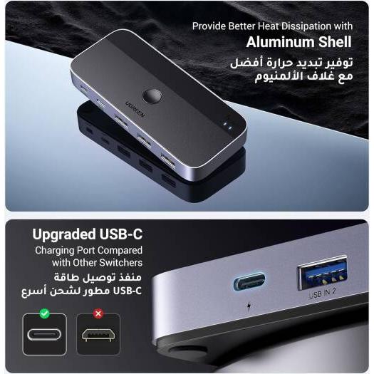 UGREEN CM662 USB 3.0 Switch Selector 2 In 4 out Sharing Switch Hub With Remote