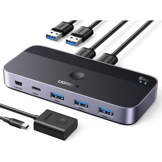 UGREEN CM662 USB 3.0 Switch Selector 2 In 4 out Sharing Switch Hub With Remote