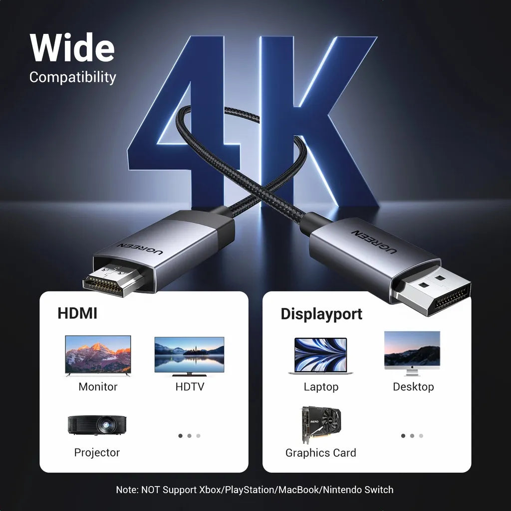 UGREEN DP to HDMI 4K Cable 2m black DP119