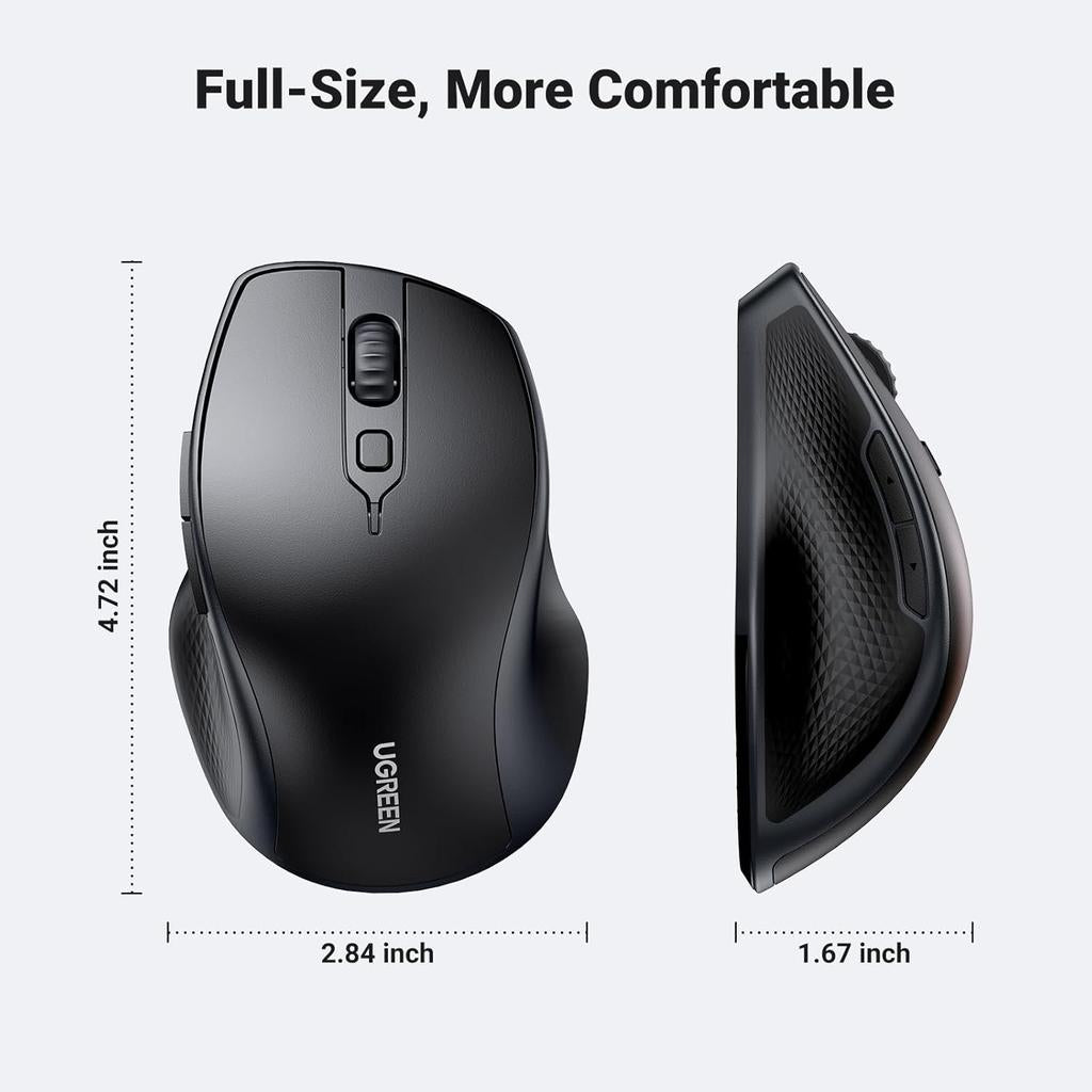 UGREEN Ergonomic Contoured-Shape Wireless Mouse Black - MU101