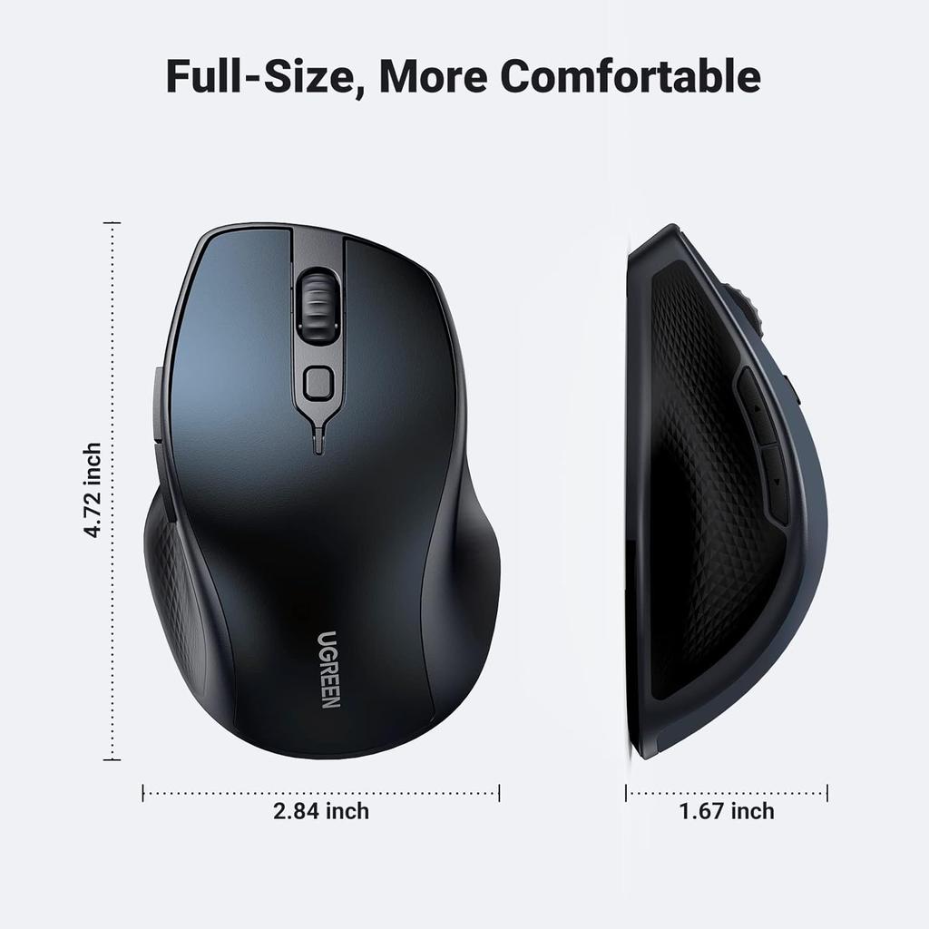 UGREEN Ergonomic Contoured-Shape Wireless Mouse Blue - MU101