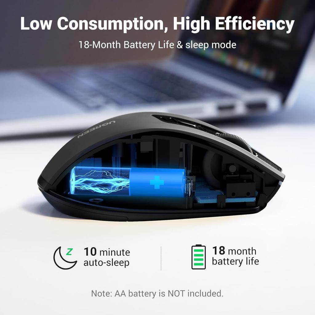 UGREEN Ergonomic Wireless Mouse 2.4G 4000DPI Silence Design MU006