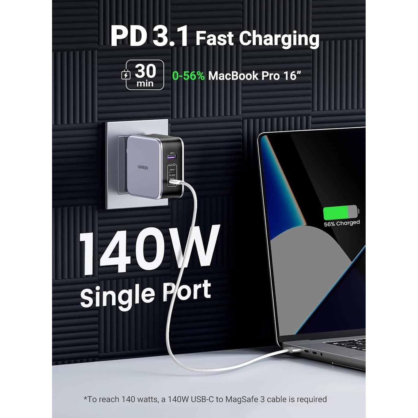 UGREEN GaN Fast Charger 140W with Cable - CD289